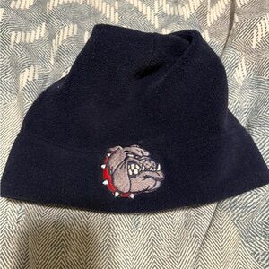 Navy Blue Bulldog Embroidered Fleece Hat